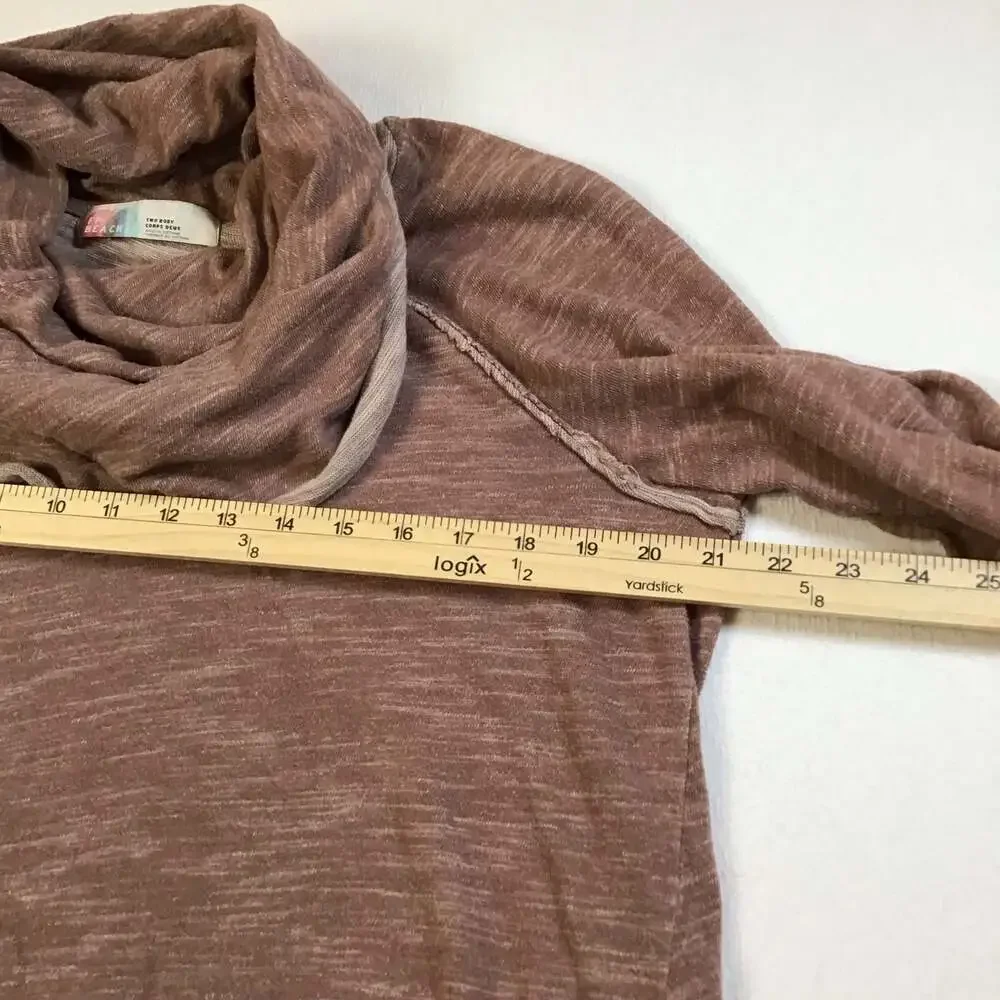 Free People Beach Marl Pullover Top Medium Large boho Dusty Pink Shirt